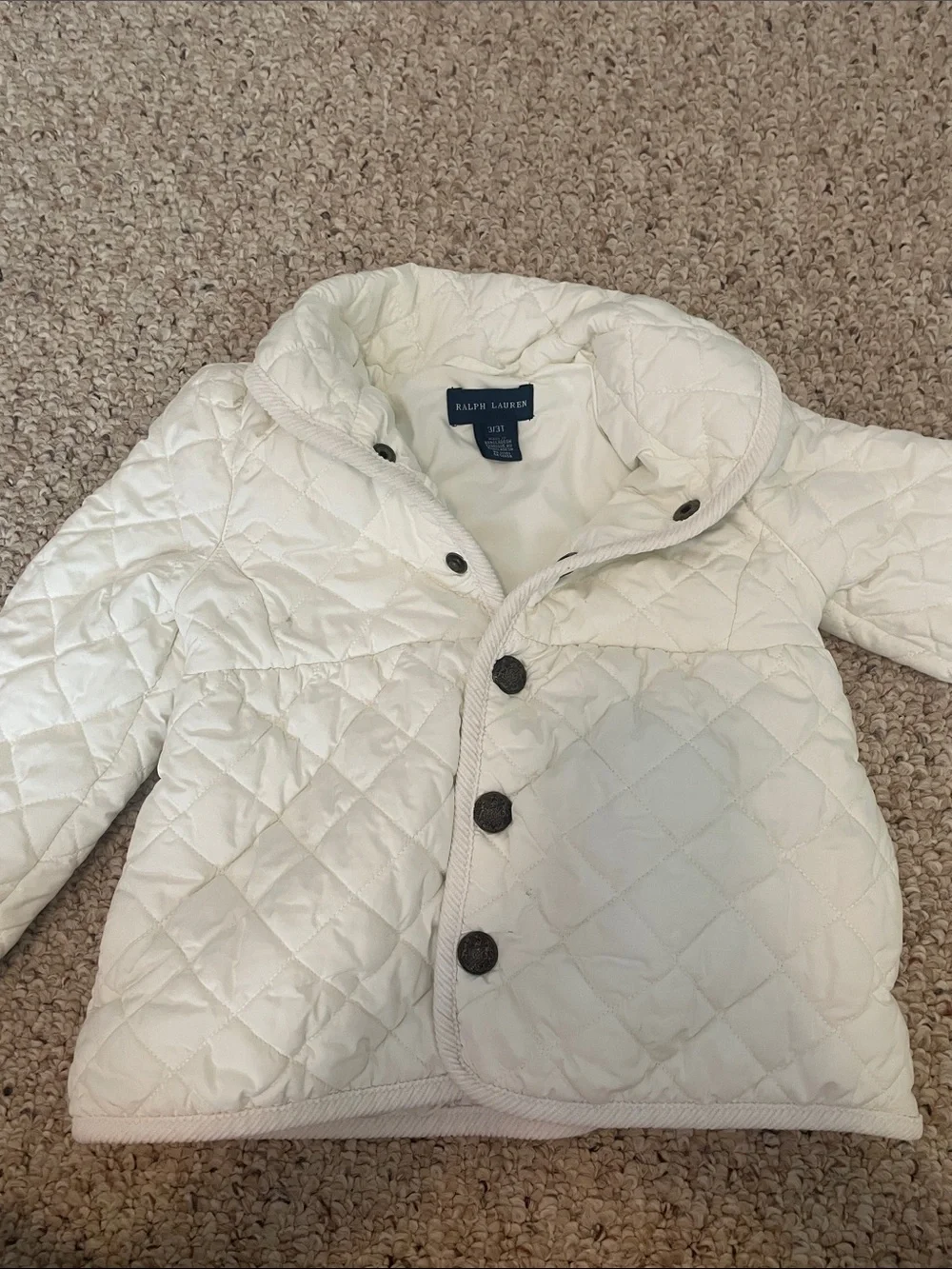 Ralph Lauren Cream Quilted Puffer Jacket for Kids